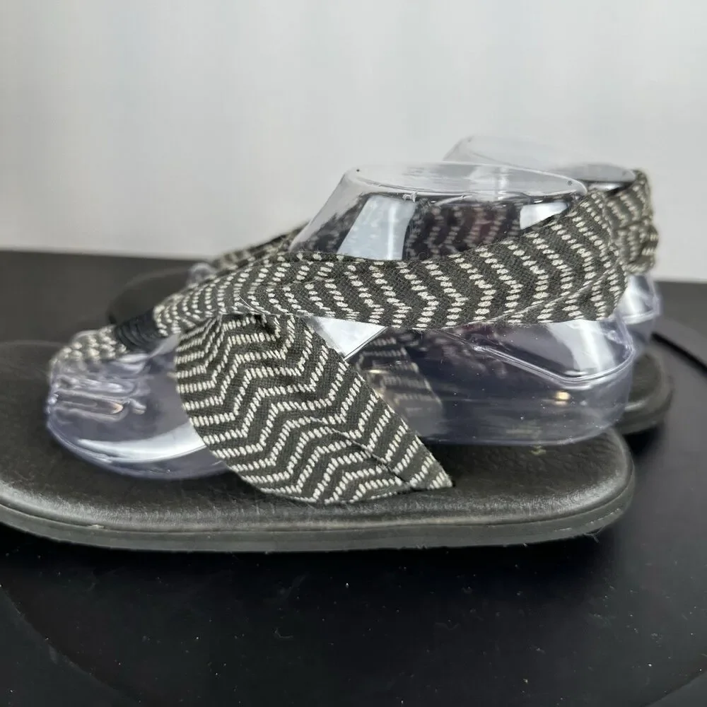 Sanuk Womens Yoga Sling Back Sandals Black Light Gray Soft Fabric Strap Size 10